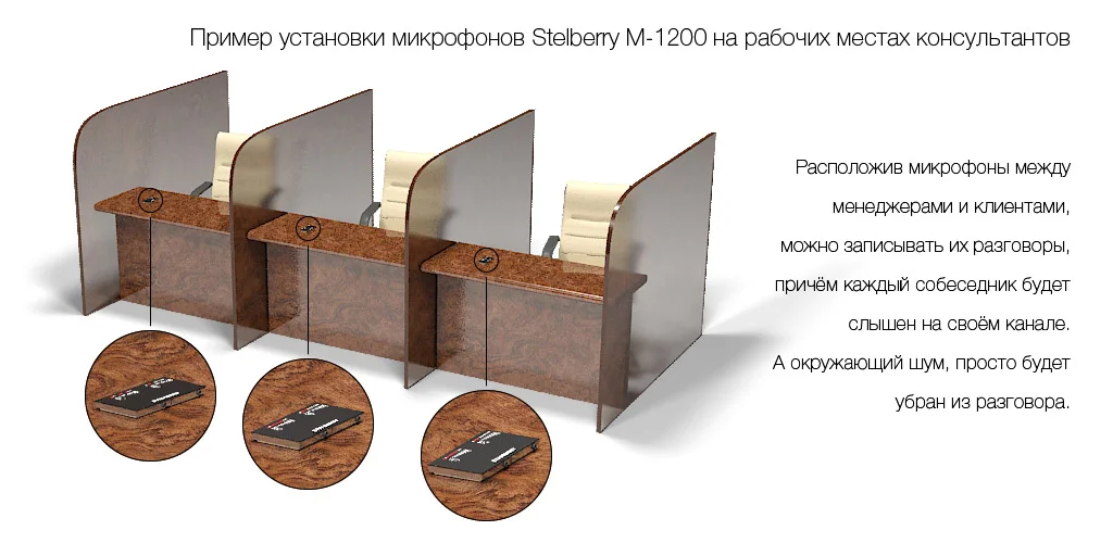 Установка микрофонов на рабочих местах консультантов