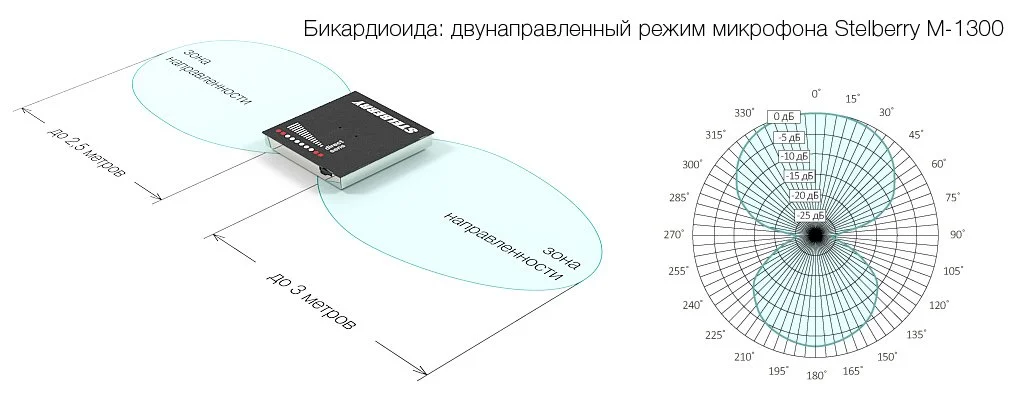 Двунаправленный режим направленного микрофона STELBERRY M-1300