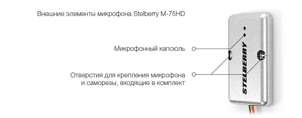 Для крепления активного микрофона STELBERRY M-75HD на его корпусе предусмотрено два крепежных отверстия
