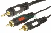Фото шнур шнур 3.5 stereo plug - 2rca plug 10м (gold) rexant (17-4237)