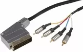 Фото шнур шнур scart plug - 4rca plug 3м (gold) металл rexant (17-1424)