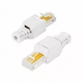 Фото коннектор разъем сетевой lan на кабель, штекер 8р8с (rj-45), быстрозажимной, (1шт.) rexant (06-0083-a) кратно 10 шт