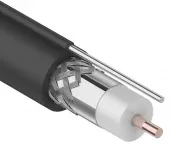 Фото кабель кабель rg-11u (75 ом), ccs/al/al 83% + трос*1 черный (outdoor) 305м rexant (01-3021)