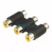Фото переходник переходник 3 гнезда rca - 3 гнезда rca (тринокль) rexant (14-0434)