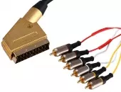Фото шнур шнур scart plug - 6rca plug 1.5м (gold) металл rexant (17-1522)