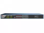 Купить hikvision ds-3e0318p-e  poe-коммутатор. 16 rj45 100m poe; 2 uplink комбо-порта 1000м; таблица mac адресов на 4000 записей; пропускная способность 7.2гб/с; стандарты poe: ieee802.3af, ieee802.3at; бюджет poe 230вт; ac100-240в; 250вт; 0 °c...+40°c.