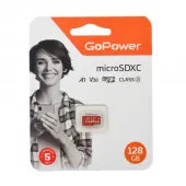 Фото карта памяти gopower microsdxc 128 гб uhs-i u3 v30, без адаптера
