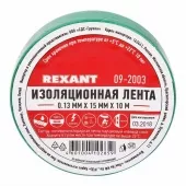 Фото лента изоляционная изолента 19 мм х 25 м, зеленая (упак. 5 роликов) rexant (09-2203)