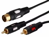 Фото шнур шнур din 5pin plug - 2 rca plug 1.5м (gold) rexant (17-2512)