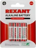 Фото элемент питания алкалиновая батарейка aaa/lr03 'rexant'1,5 v 1200 mah (30-1012) кратно 4 шт