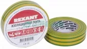 Фото лента изоляционная изолента 15 мм х 25 м, желто-зеленая (упак. 5 роликов) rexant (09-2107)