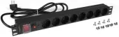 Фото блок розеток 19" 8 шт. schuko, 10a 250v, шнур питания 1.8 м toplan top-pdu19-10a8p-1.8