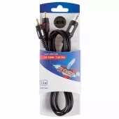 Фото шнур шнур стерео шт. 3.5 мм - 2rca 1.5м (gold) rexant (06-3004)